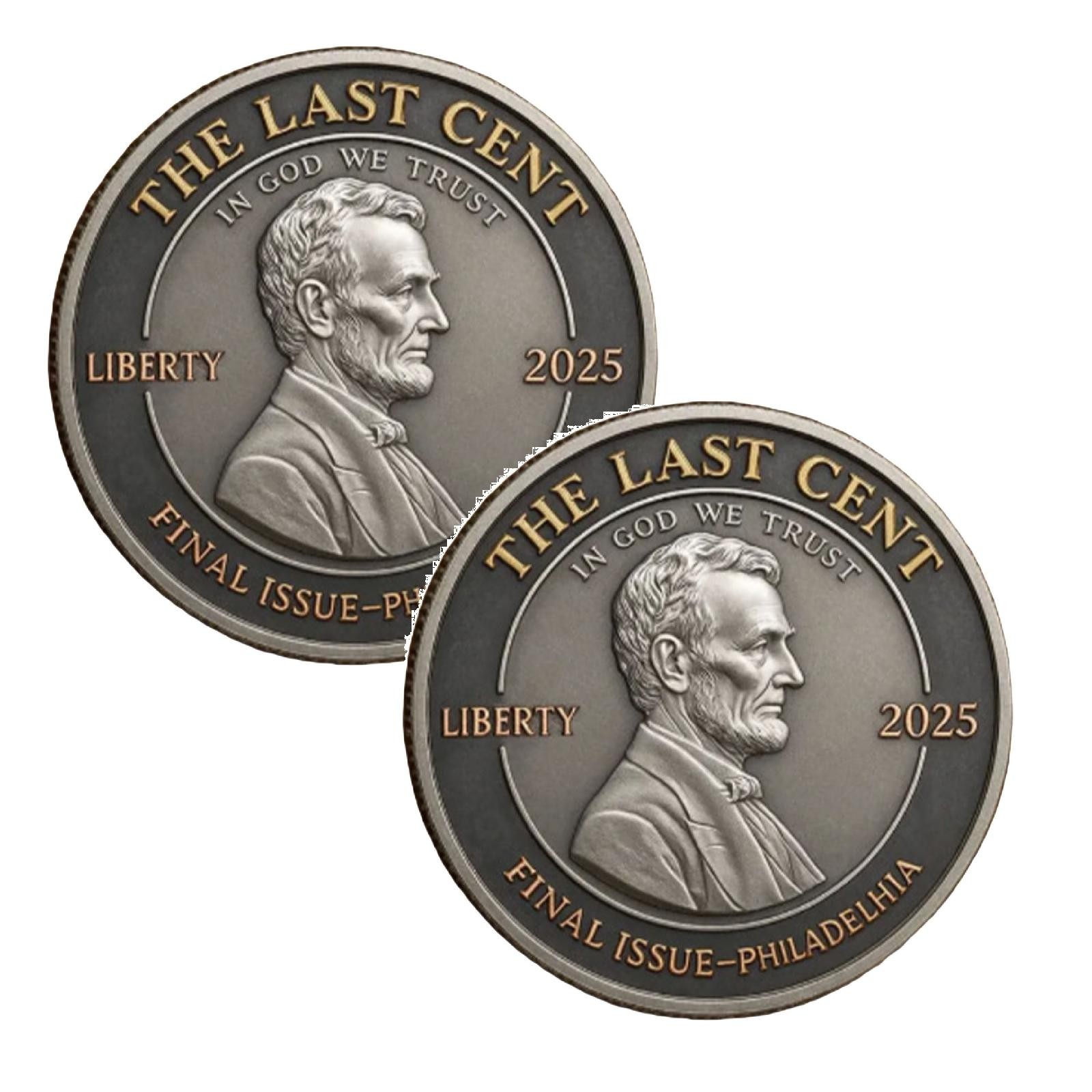 2PCS Final Issue Philadelhia Coins The Last Cent Tribute Coin Liberty 2025
