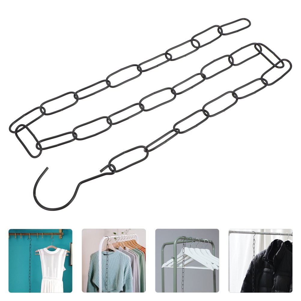 Black Iron Chain for Clothes Display Market Hanging Chain with Practical Hooks