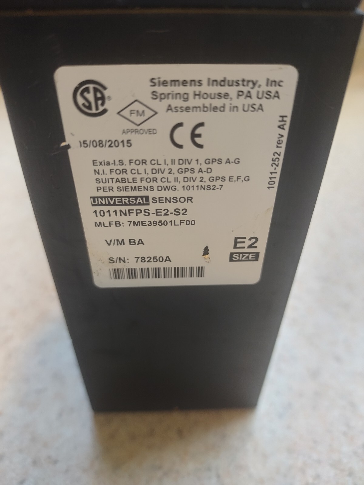 Siemens Clamp on Universal Sensor 1011NFPS-E2-S2