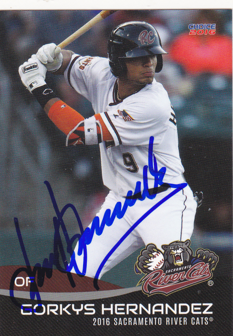 GORKYS HERNANDEZ SACRAMENTO RIVER CATS SIGNED CARD RED SOX GIANTS PIRATES MARLIN