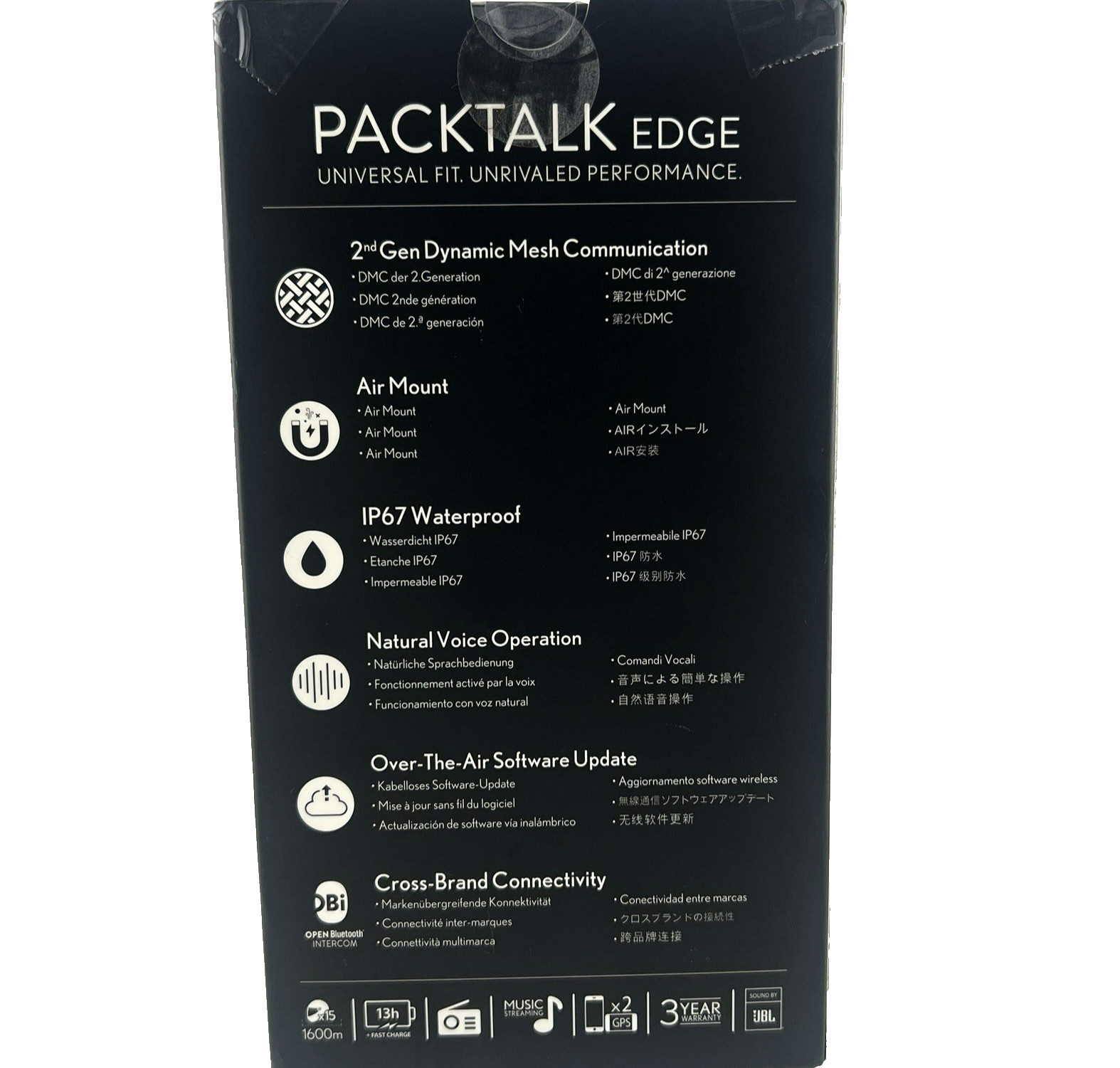 Cardo PACKTALK Edge Motorcycle Bluetooth Intercom Helmet Headset Single