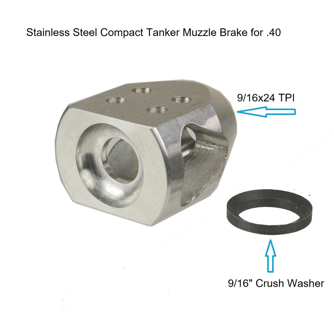 All Steel Compact Tanker Muzzle Brake 37/64x28 .578"-28 TPI Fits 45 Black