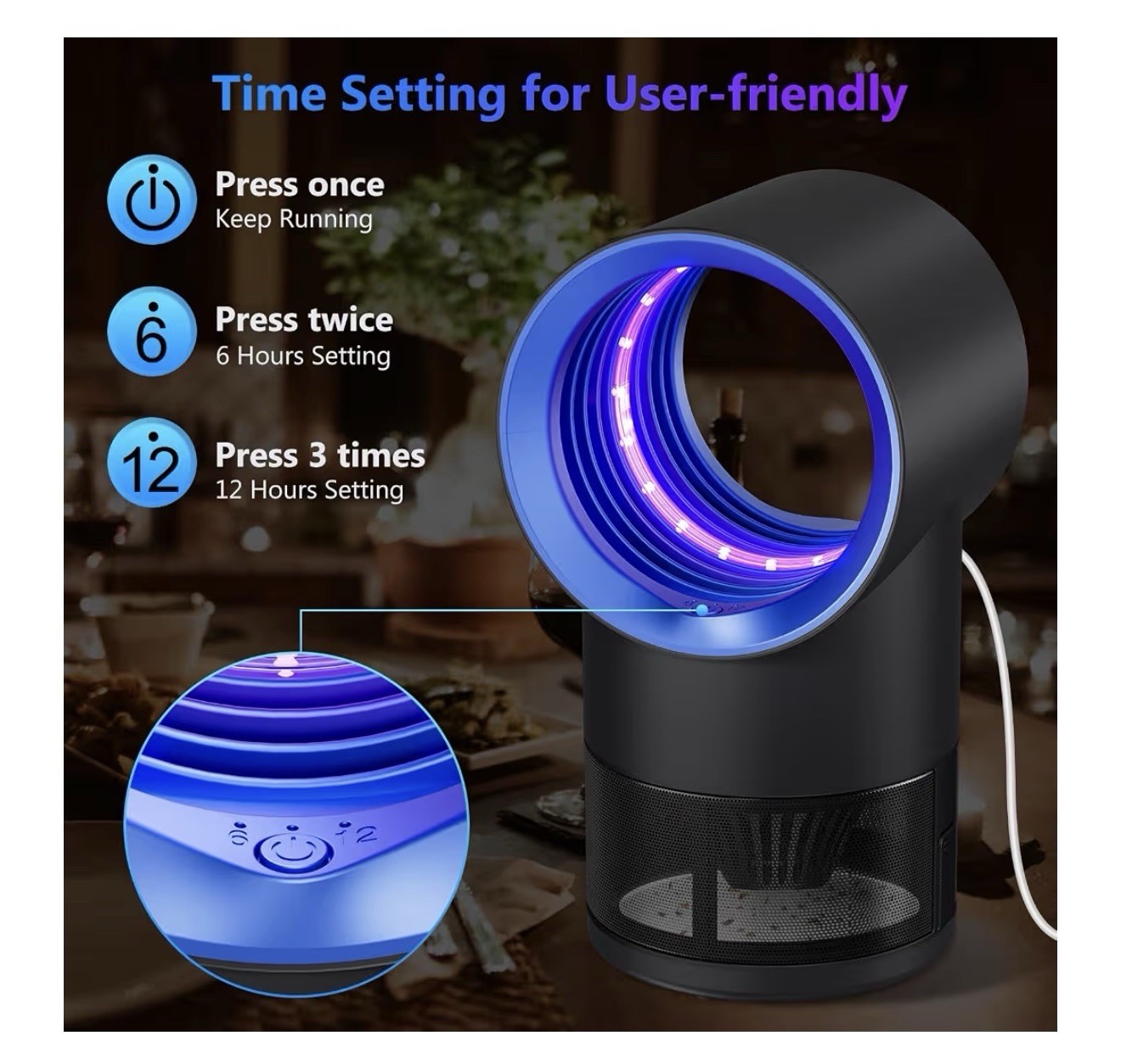 Fruit Fly Trap for Indoors Gnat Insect Trap with Timer 10 Refills Blue