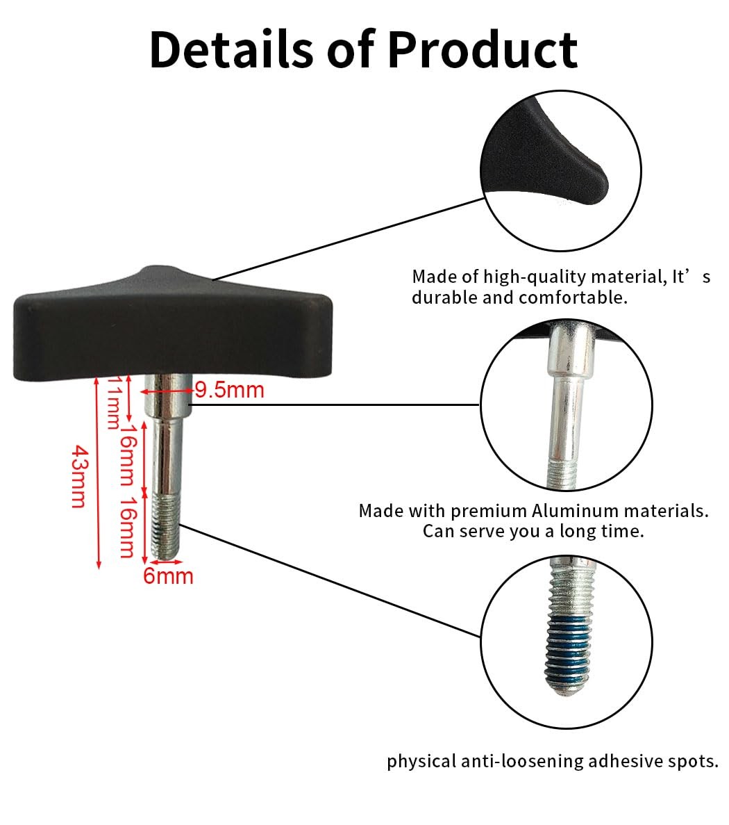 Toeloioh Knob Replacement Part Universal for Rolling Walker Rollator, Black