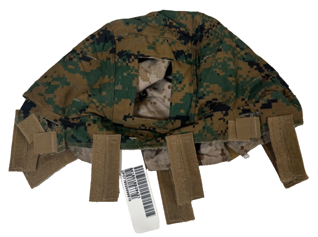 New USMC ECH Reversible Helmet Cover w/ NVG Cutout Woodland Desert MARPAT Large