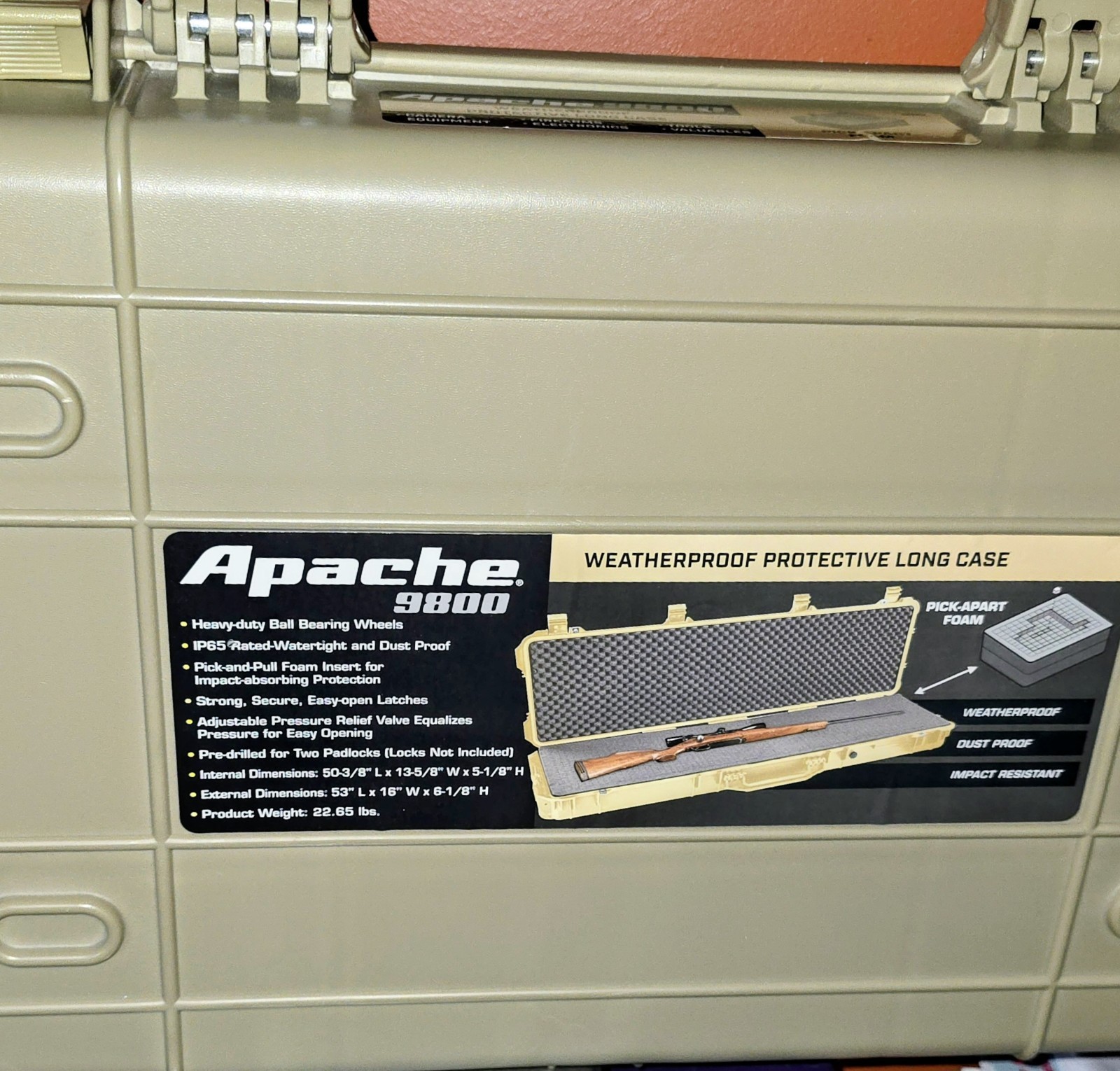 APACHE 9800 Weatherproof Protective Roller Case, Long, Tan☆