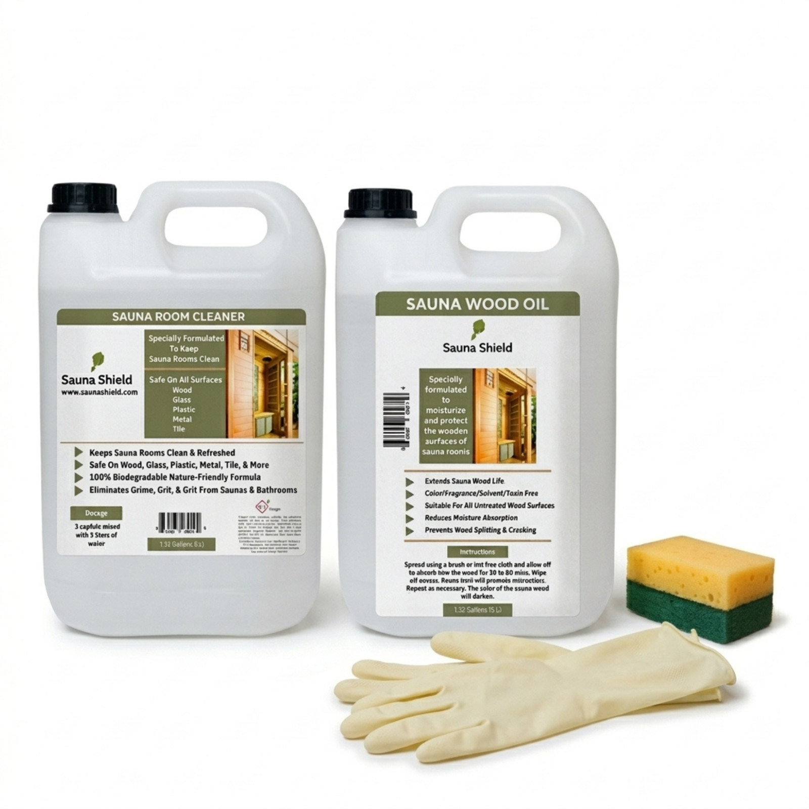 Sauna Shield Sauna Room Care Set: Sauna Wood Oil & Sauna Wood/Room Cleaner - 5L