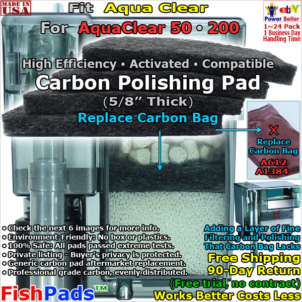 For AquaClear 50,200 Filter A610,A612,A1384,614,1404,611,1414 Generic Carbon Pad