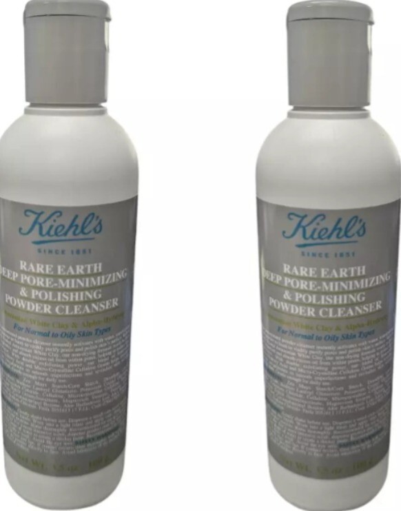 2 pc Kiehl's Rare Earth Deep Pore-Minimizing & Polishing Powder Cleanser 3.5 oz