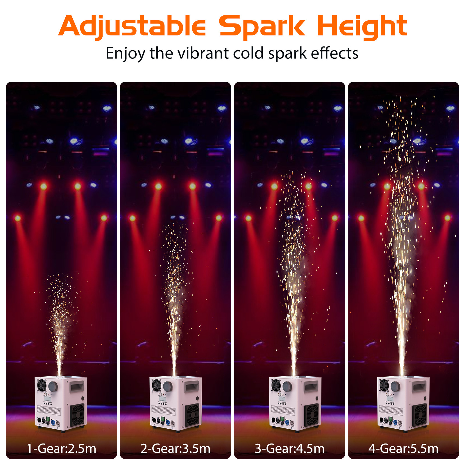 2PCS 1200W Cold Spark Machine Flight Case Firework Machine kits DJ Stage Effect