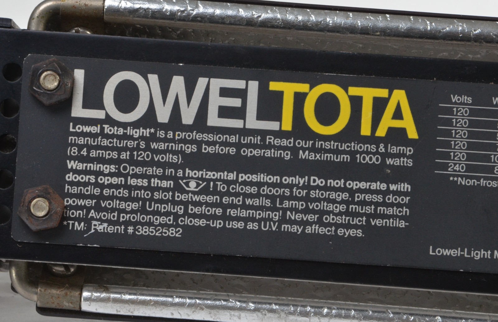 Two Lowel Tota Light Tungsten Lights, Clean Tested- original switch cord, extras