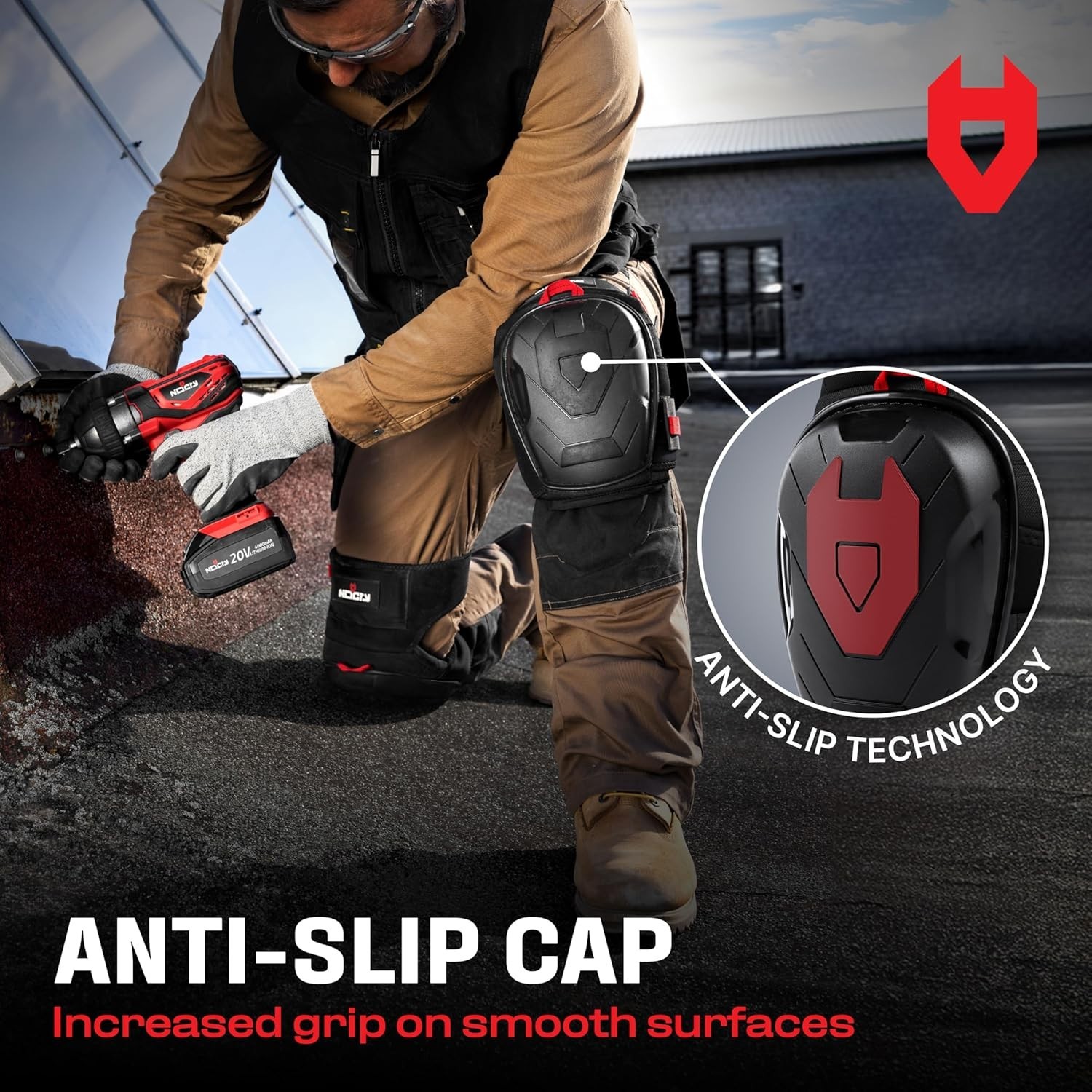 Professional Knee Pads for Work — Heavy Duty Anti-Slip Cap, Extra Dual-Layer ...