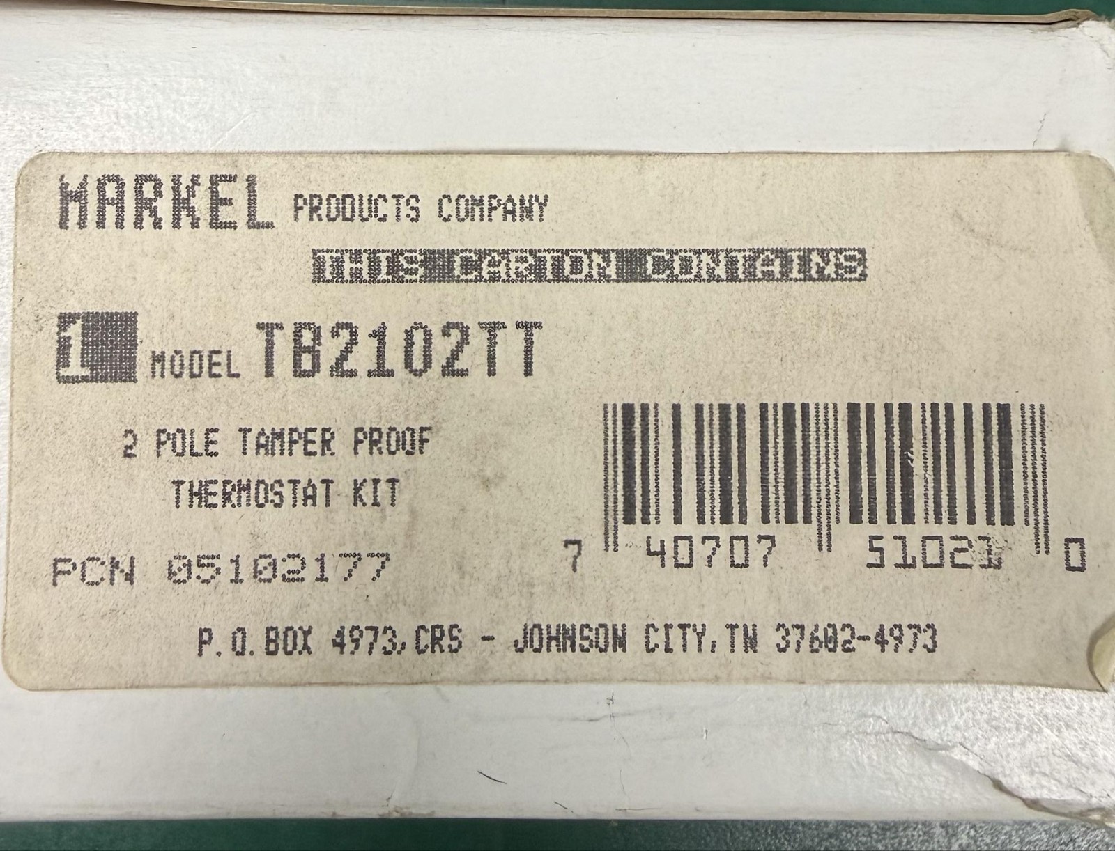 Markel TB2102TT 2 Pole Tamper Proof Thermostat Kit Multicolor Steel Plastic
