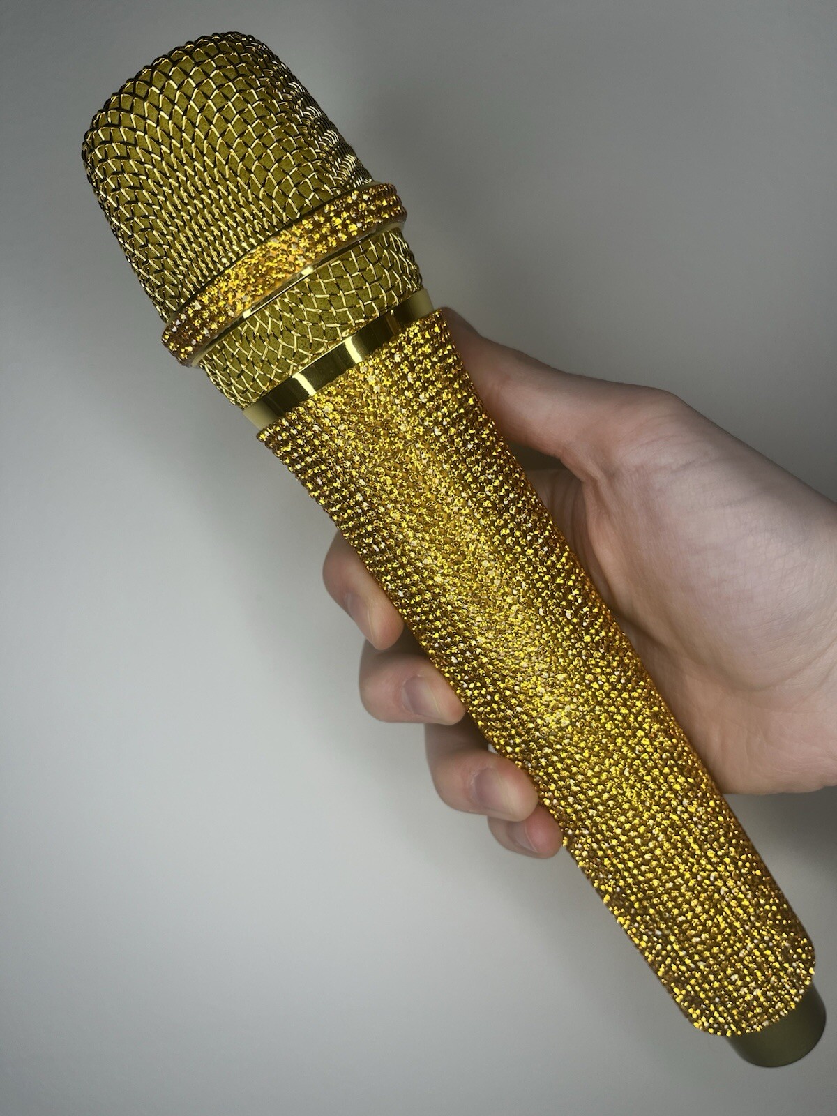 Gold Rhinestone Wireless Karaoke Microphone + Receiver System - Rechargeable
