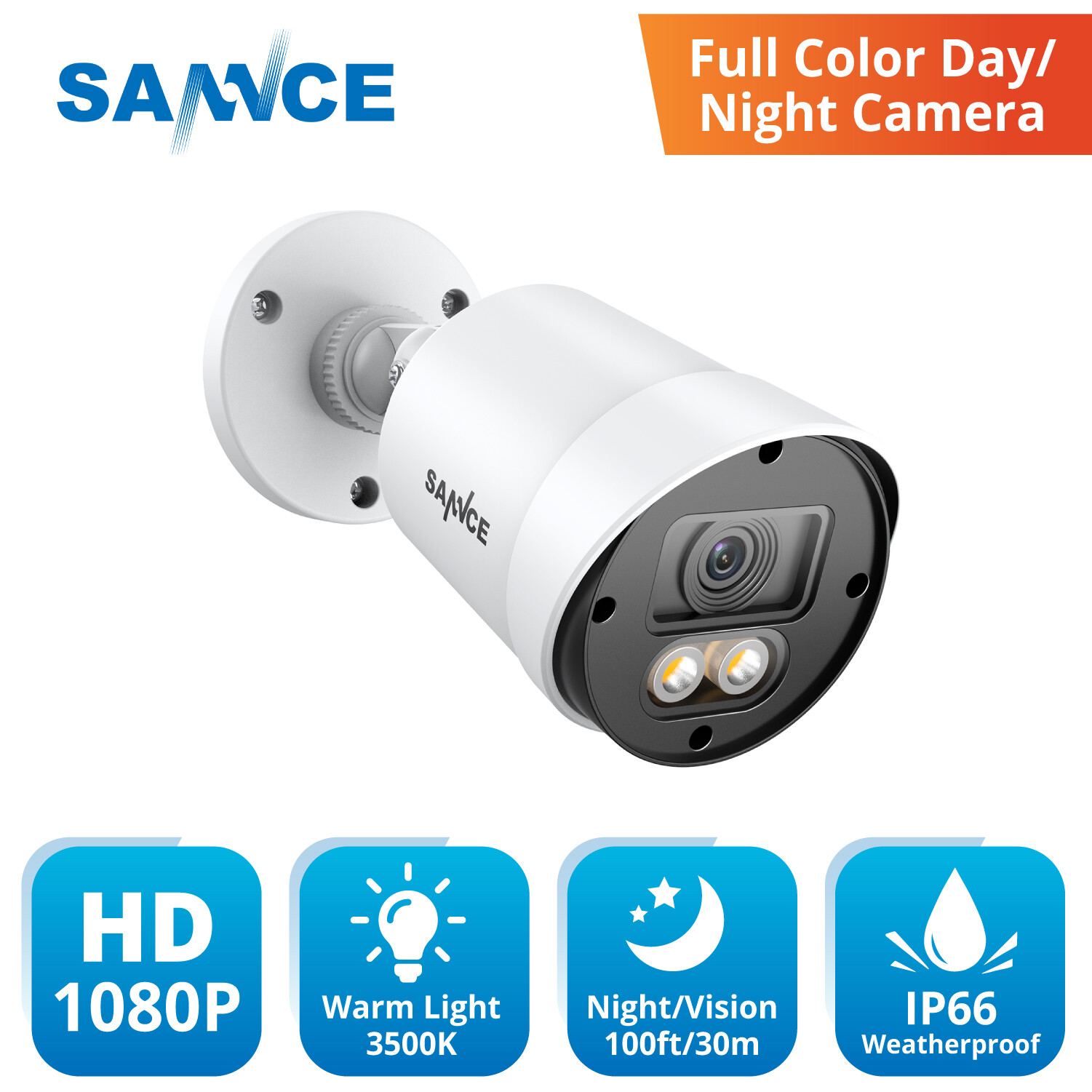 SANNCE 1x HD 1080P Outdoor EXIR CCTV 2MP Security Camera for Surveillance System