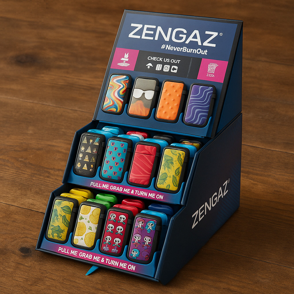 ZENGAZ Lighter Cube Display ZL-12 | 48-Count | Long-Lasting Fire Starter |