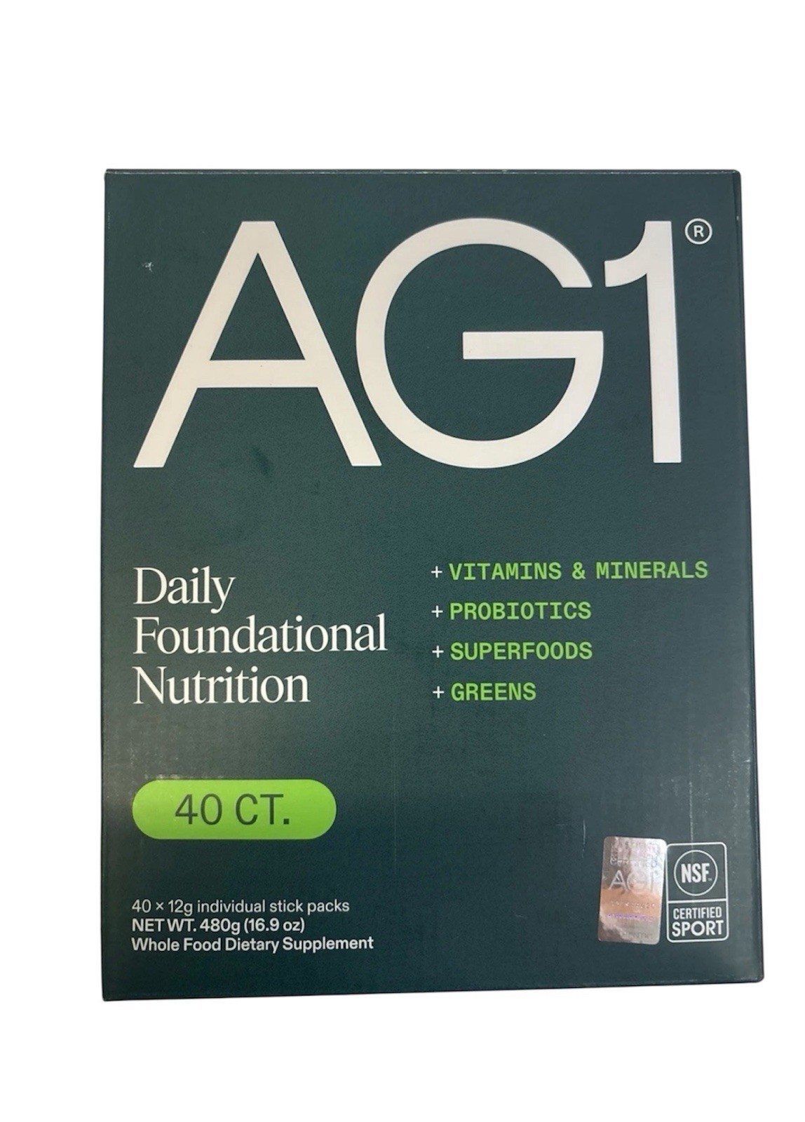 AG1 Original Formula Greens Powder Supplement 40 Packs of 12g Packs, Exp. 05/26