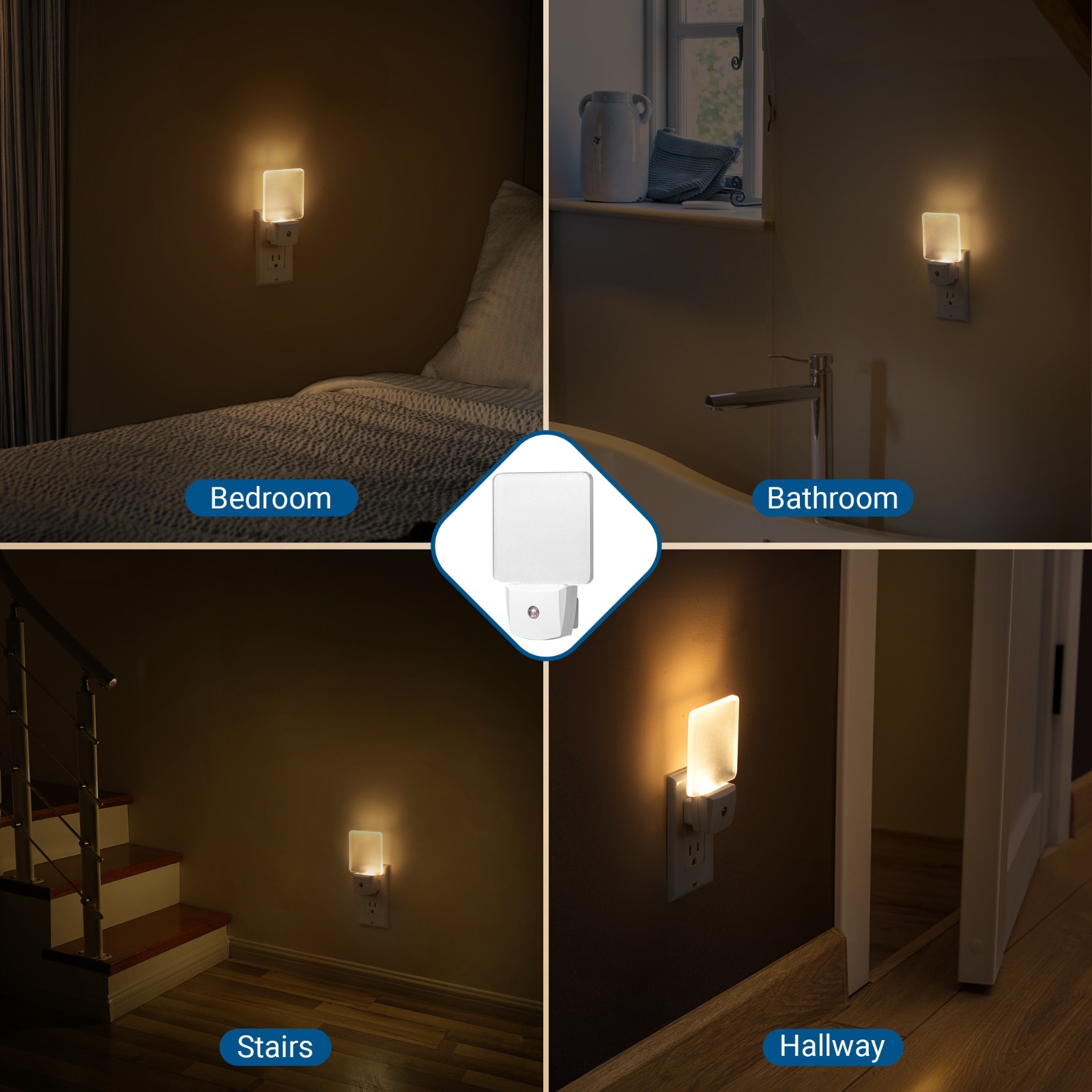 DEWENWILS Auto Dusk-to-Dawn Sensor,Plug in Night Light, LED Motion Sensor 4 Pack