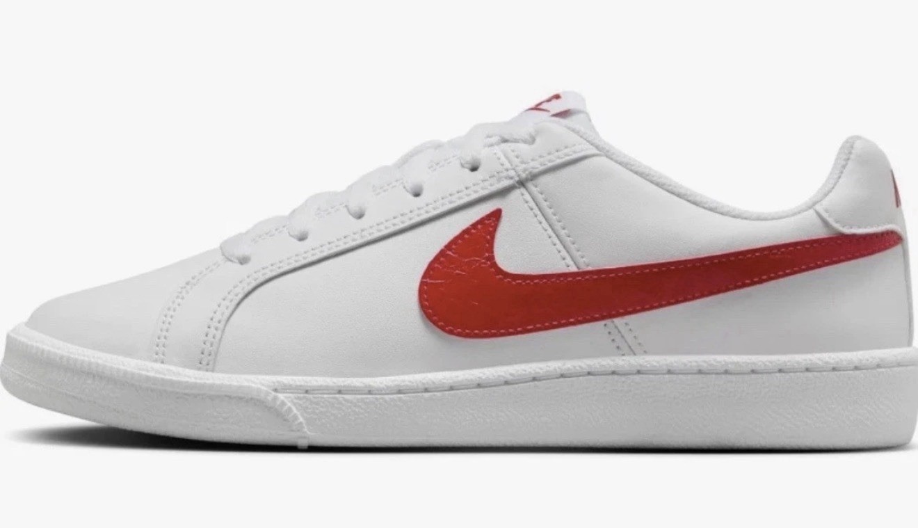 Nike Court Royale White Red Casual Lace Up Sneakers 749867-114 Women's Sizes