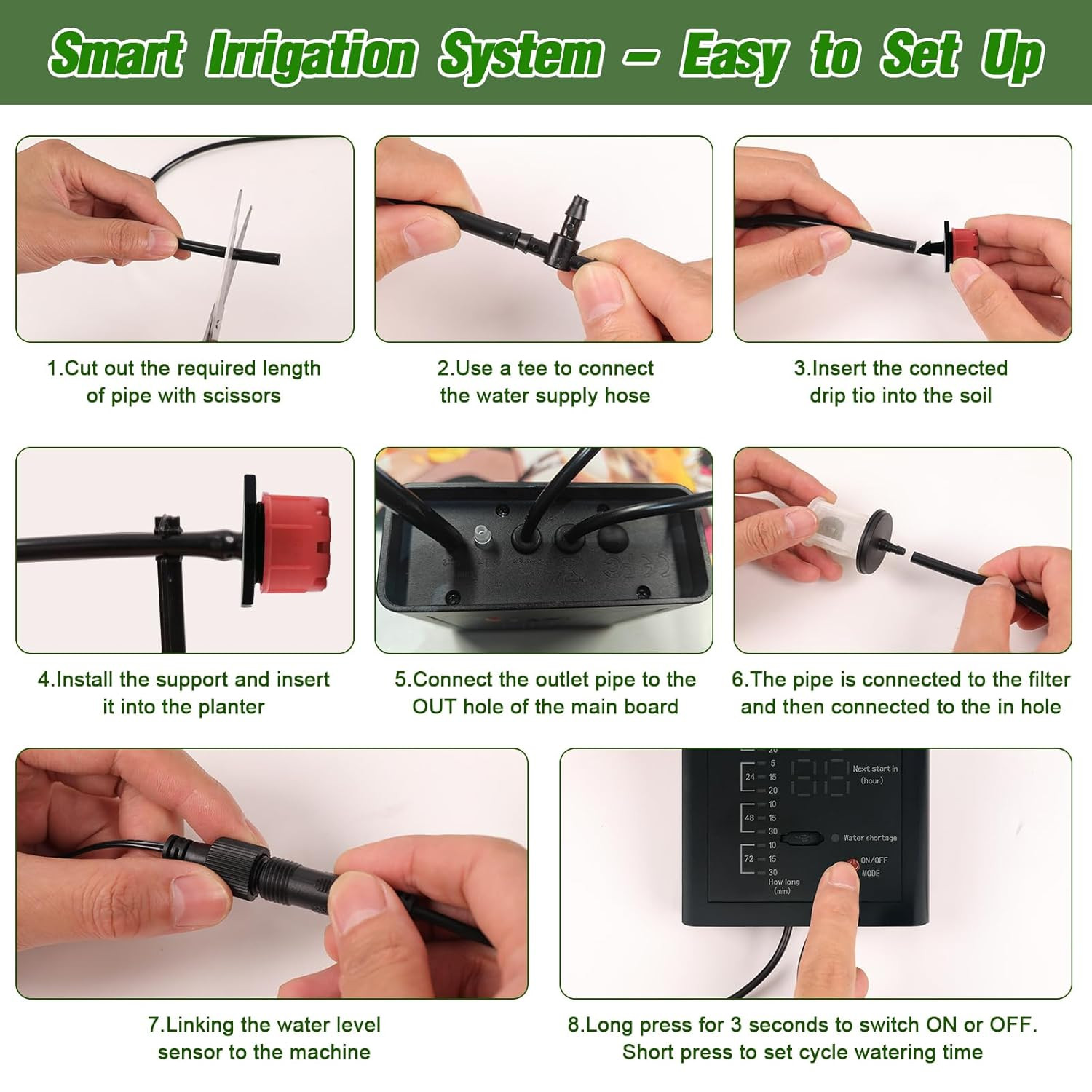 Solar Drip Irrigation System for Garden, Automatic Drip Irrigation Kit with 33FT