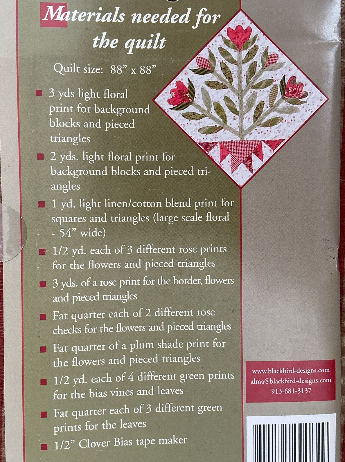 Blackbird Designs How Does Your Garden Grow? Quilt Pattern Preowned