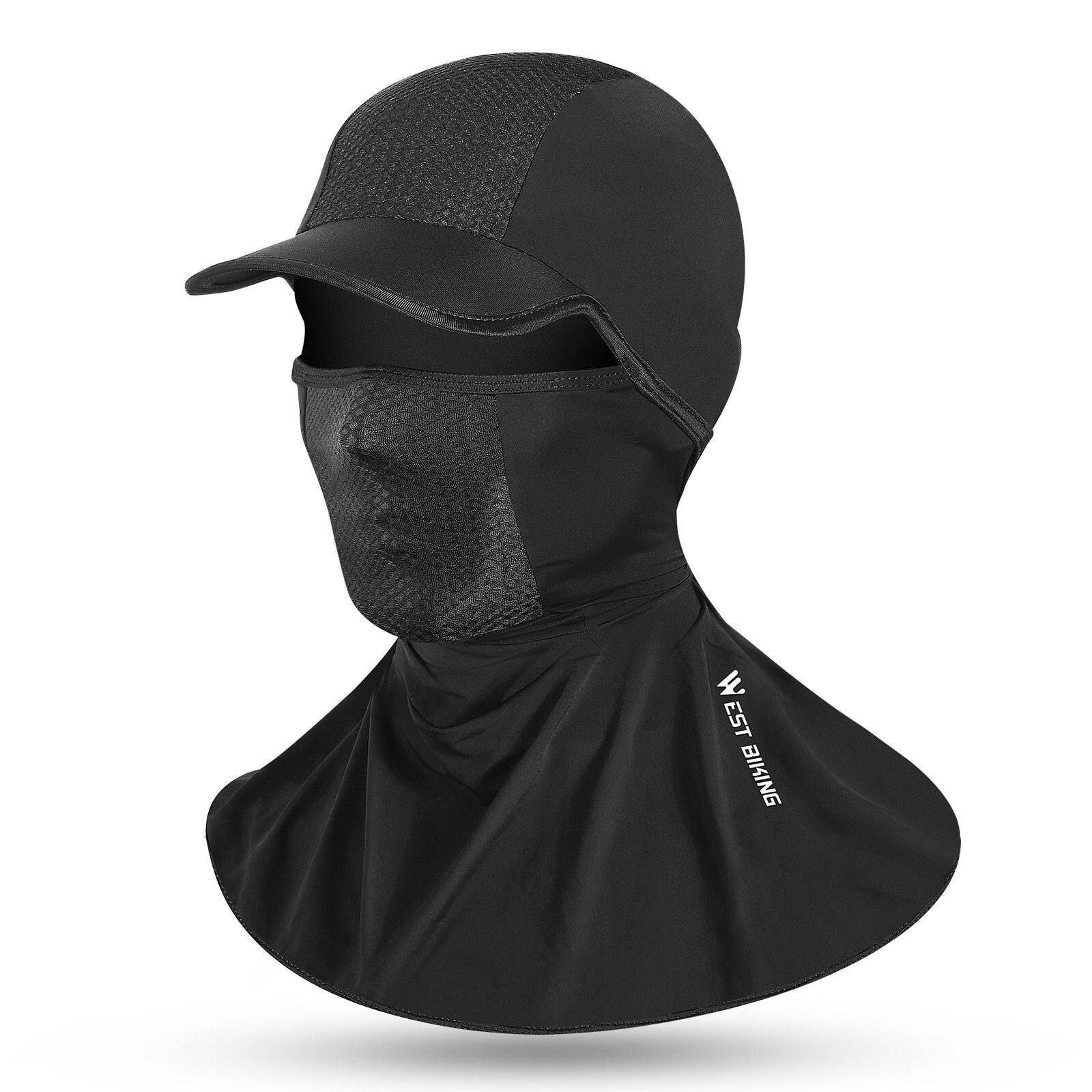 WEST BIKING Cycling Motorcycle Headgear Face Mask Ice Silk Hat Cap Brim Black