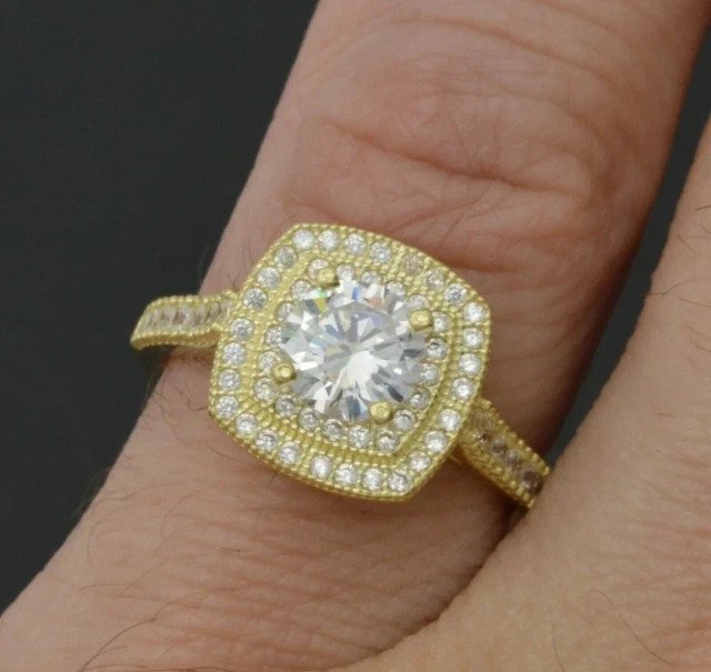 2Ct Round Cut Lab Created Diamond Women Wedding Gift Ring 14k Yellow Gold Plated