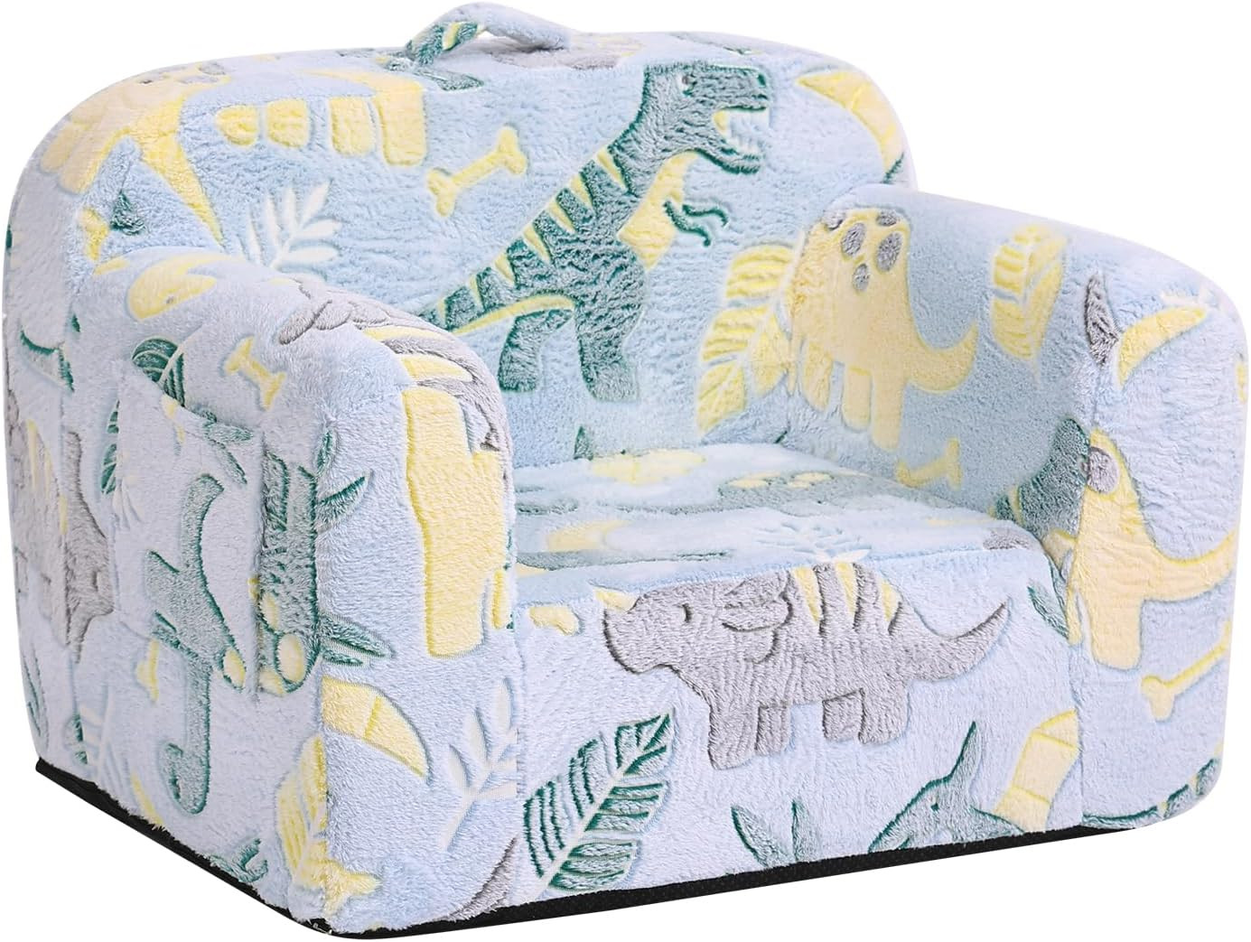 Glow in the Dark Kids Sofa, Portable Toddler Couch with Dinosaur Design