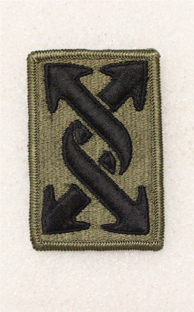 Army Patch: 143th Transportation Brigade - subdued w/merrowed edge