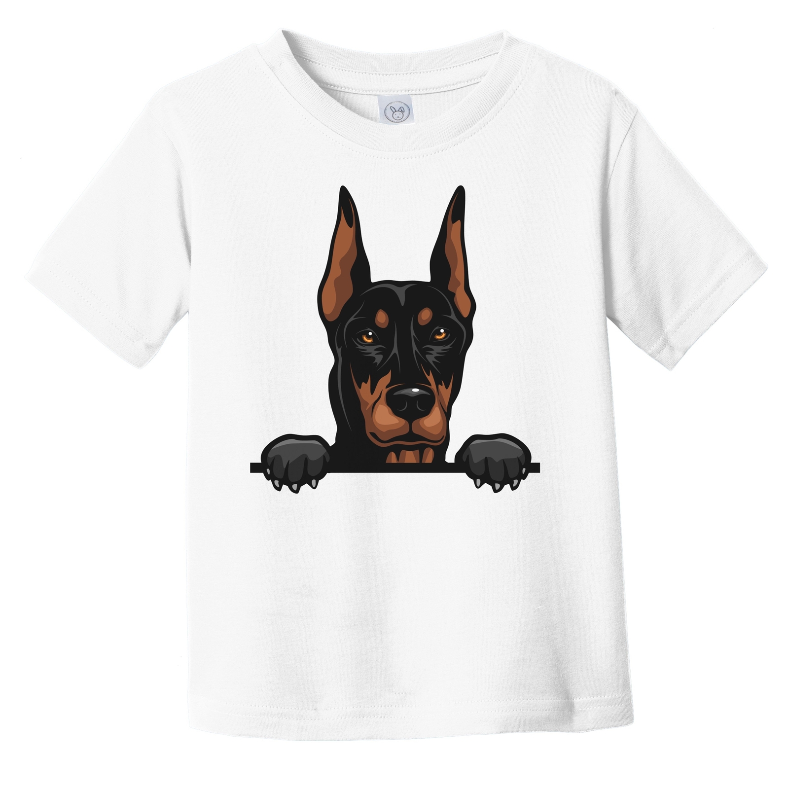 Doberman Pinscher Dog Breed Popping Up Cute Infant Toddler T-Shirt