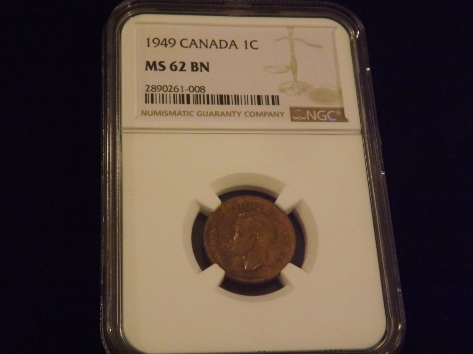 1949  1C       CANADA                 PCGS  MS 62 BN