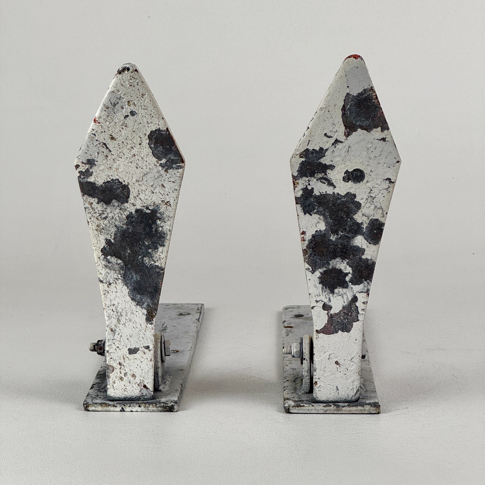 Vintage Pair Of Diamond Shaped Metal Shooting Targets In White Paint