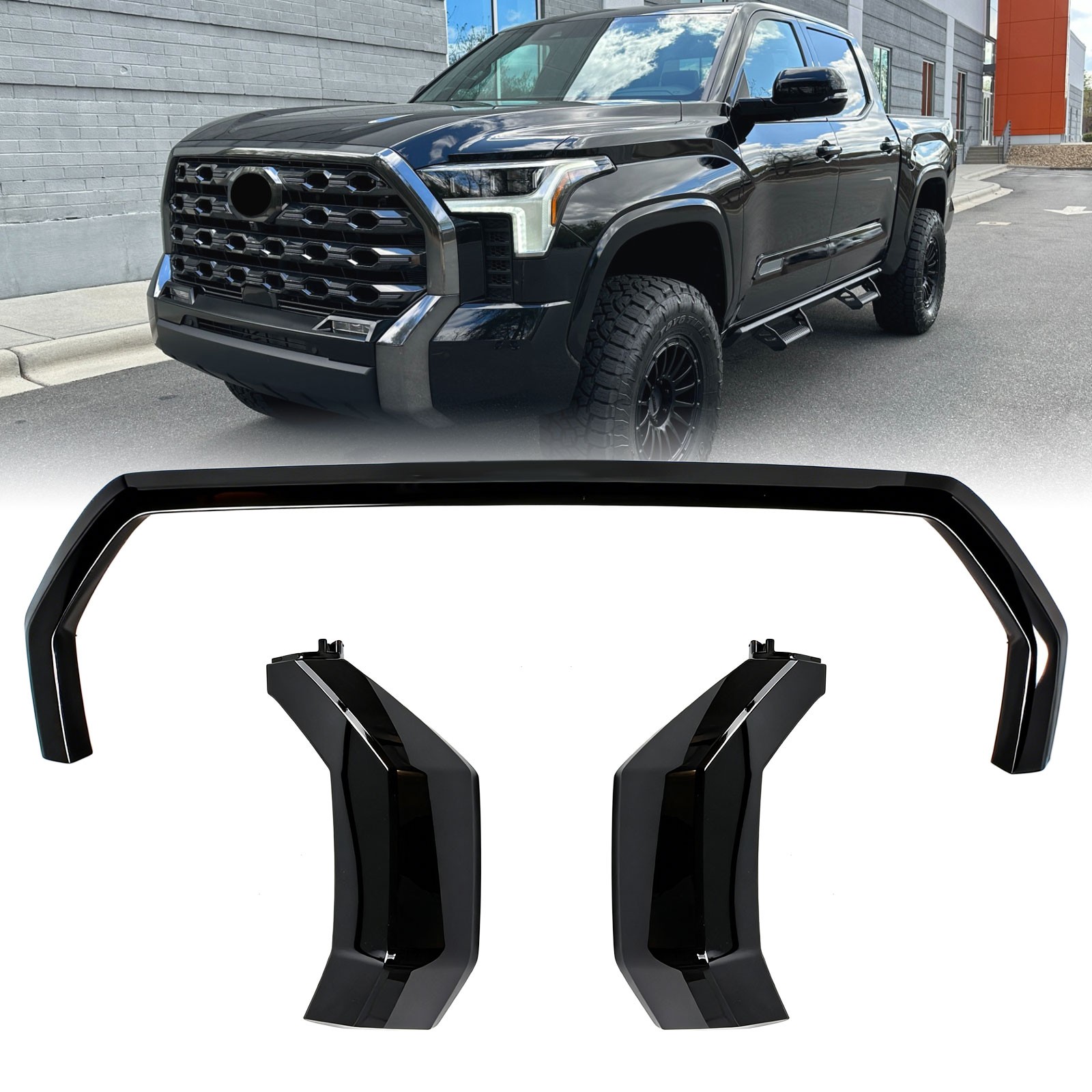 Fit For Toyota Tundra 2022-2024 Gloss Black Front Bumper Grille Trim Molding NEW