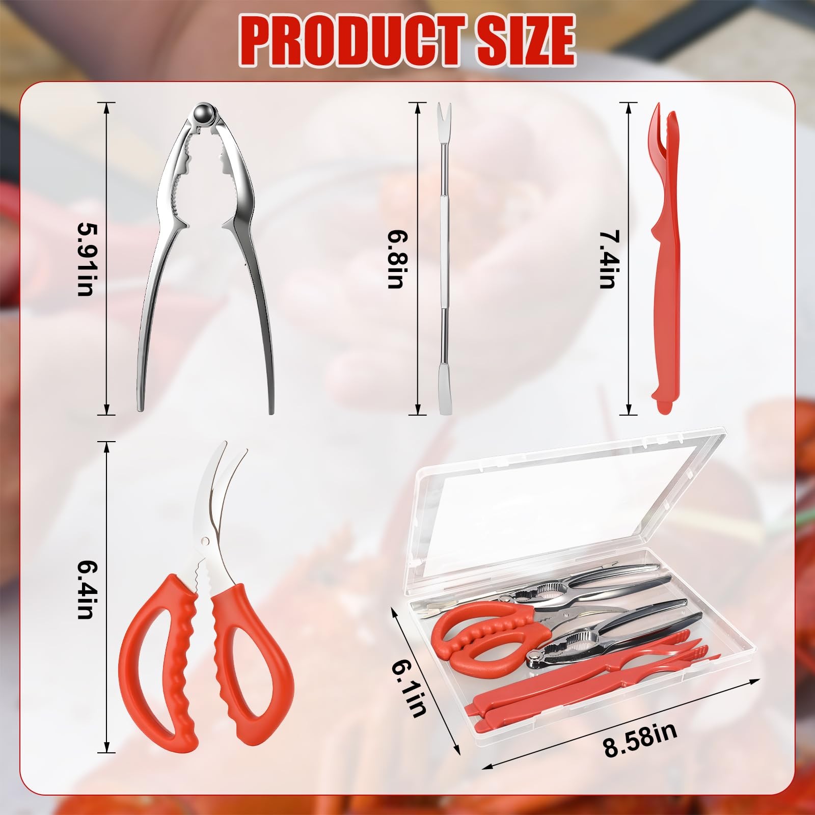 2026 Upgraded 8PCS Seafood Tool Set, Includes 2 Crab Leg universal, 8 Pcs