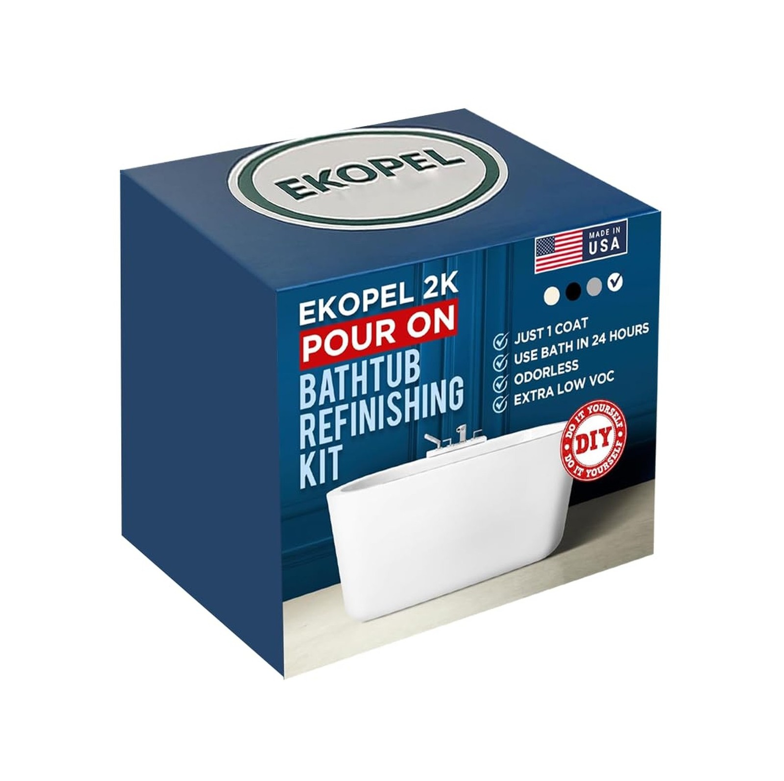 Ekopel 2K Bathtub Refinishing Kit - Pour On Bathtub Paint White Gloss Finish ...