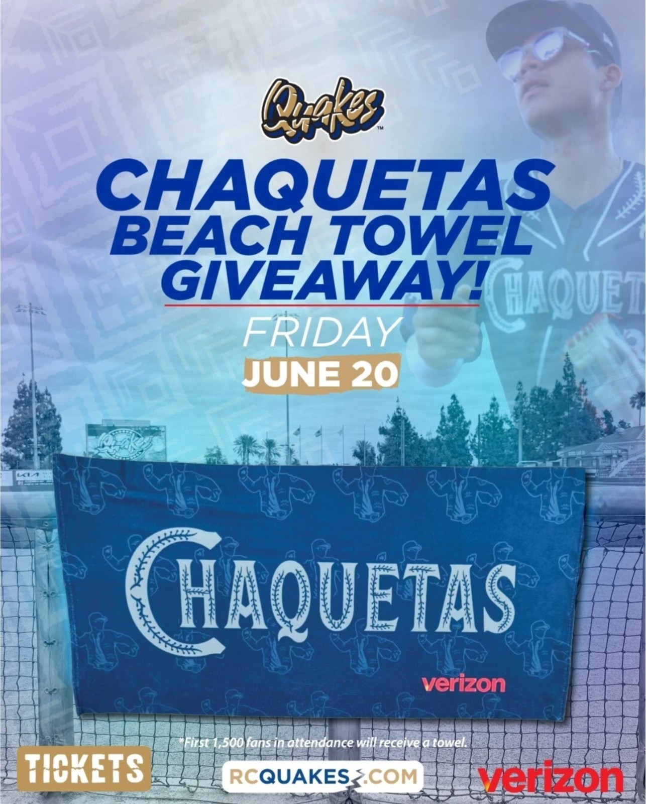 New Rancho Cucamonga Quakes Joe Kelly Chaquetas Beach Towel SGA 6/20/25 Hot🔥
