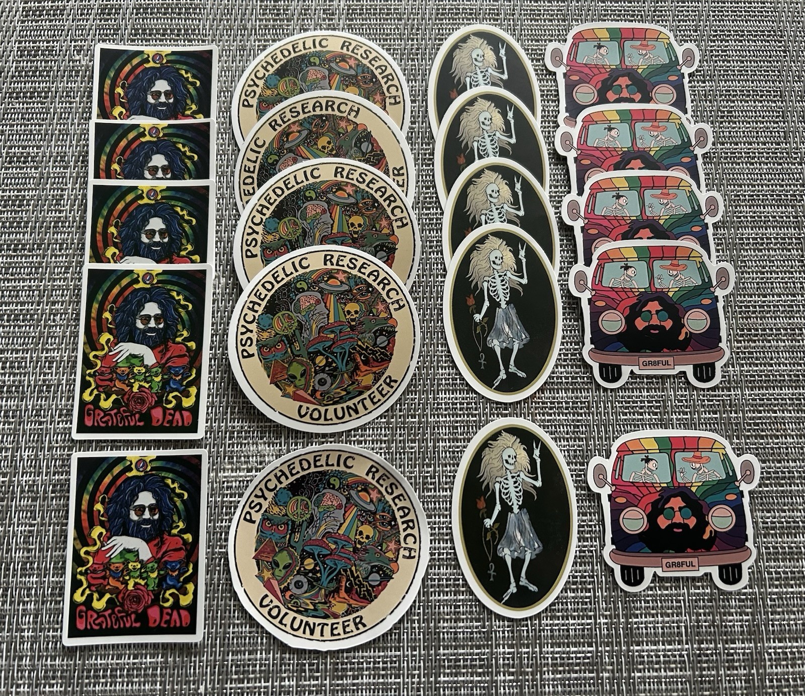 20 Grateful Dead / Jerry Garcia / Dead & Co Psychedelic, Rosebud Vinyl Stickers
