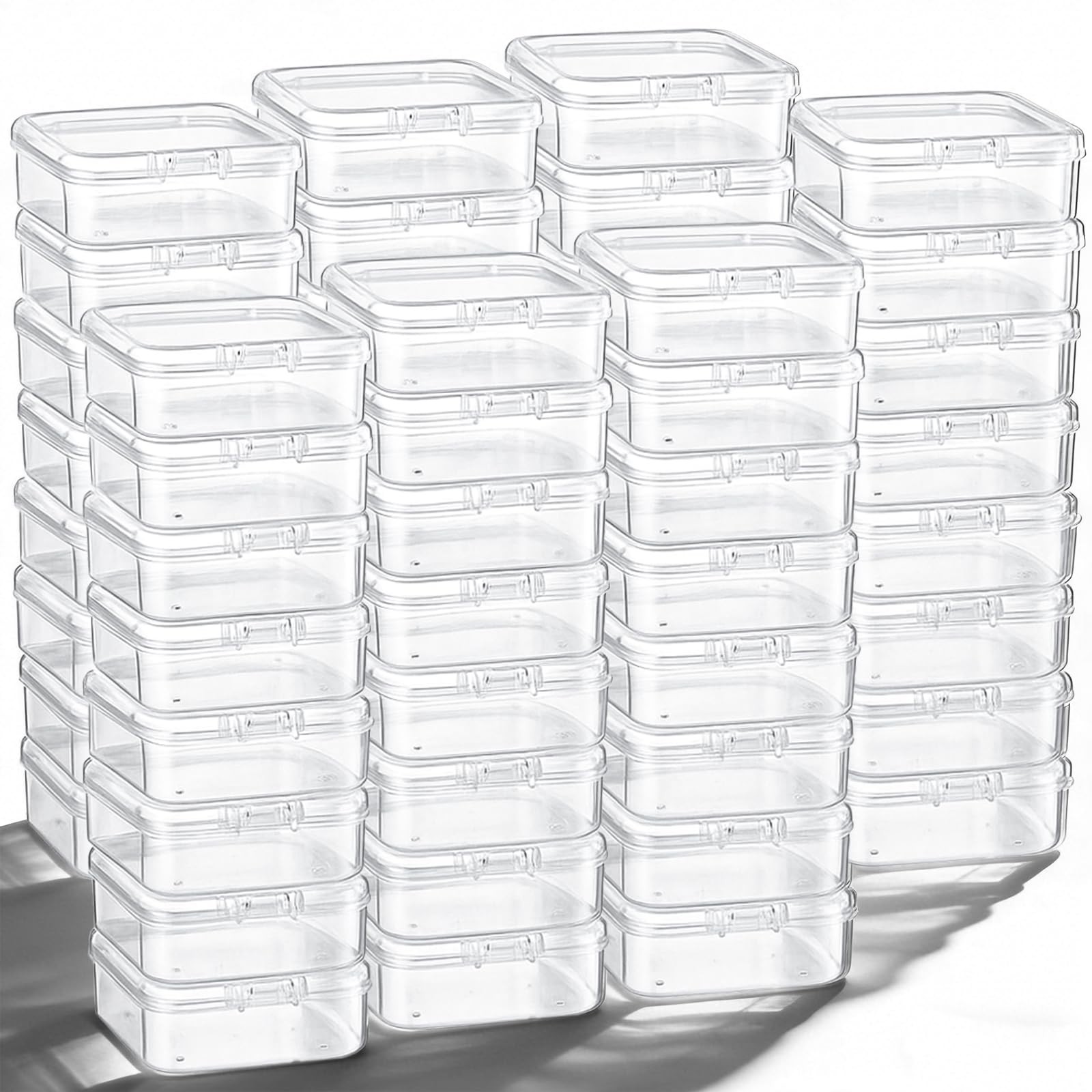 120 Pcs Clear Plastic Beads Storage Containers Box Mini Sizes Rectangular Box...
