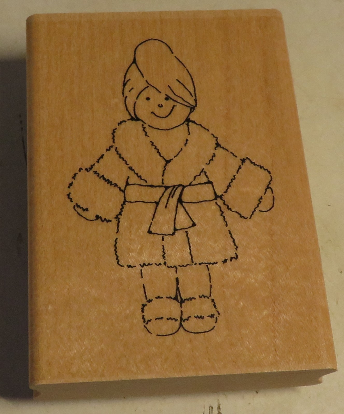 JRL Design Person Child With Robe Bath Time Wood Mounted Rubber Stamp RS29 NOS