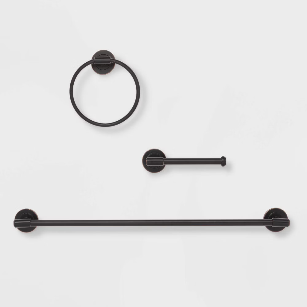 3pc Clean Bath Hardware Set Oil Rubbed Bronze - Threshold: Zinc &