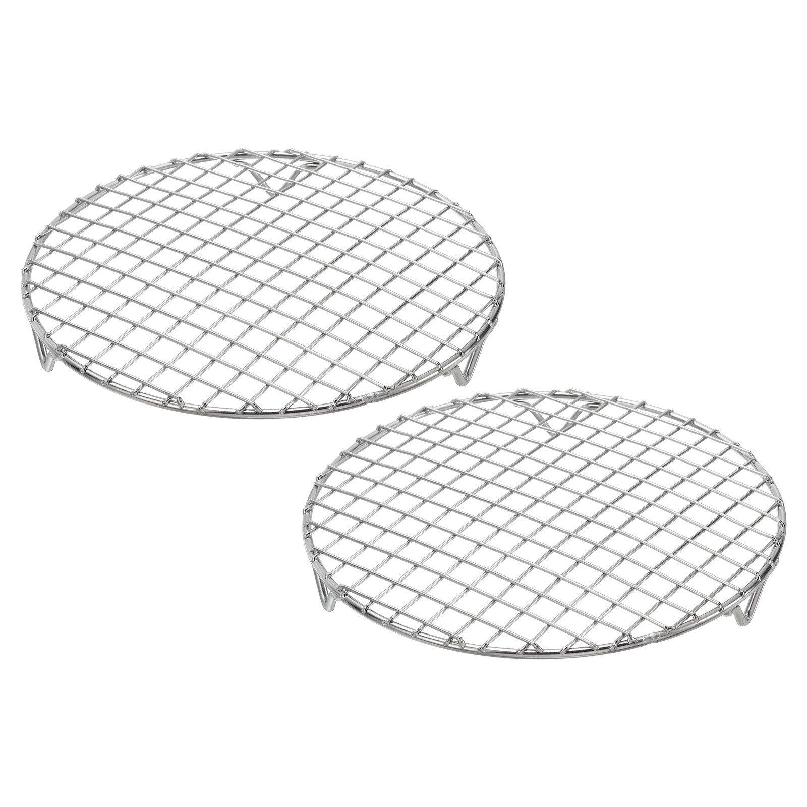 2 Pcs Round Cooking Rack with Legs, Dia 8.3 Inch Barbecue Grill, Silver