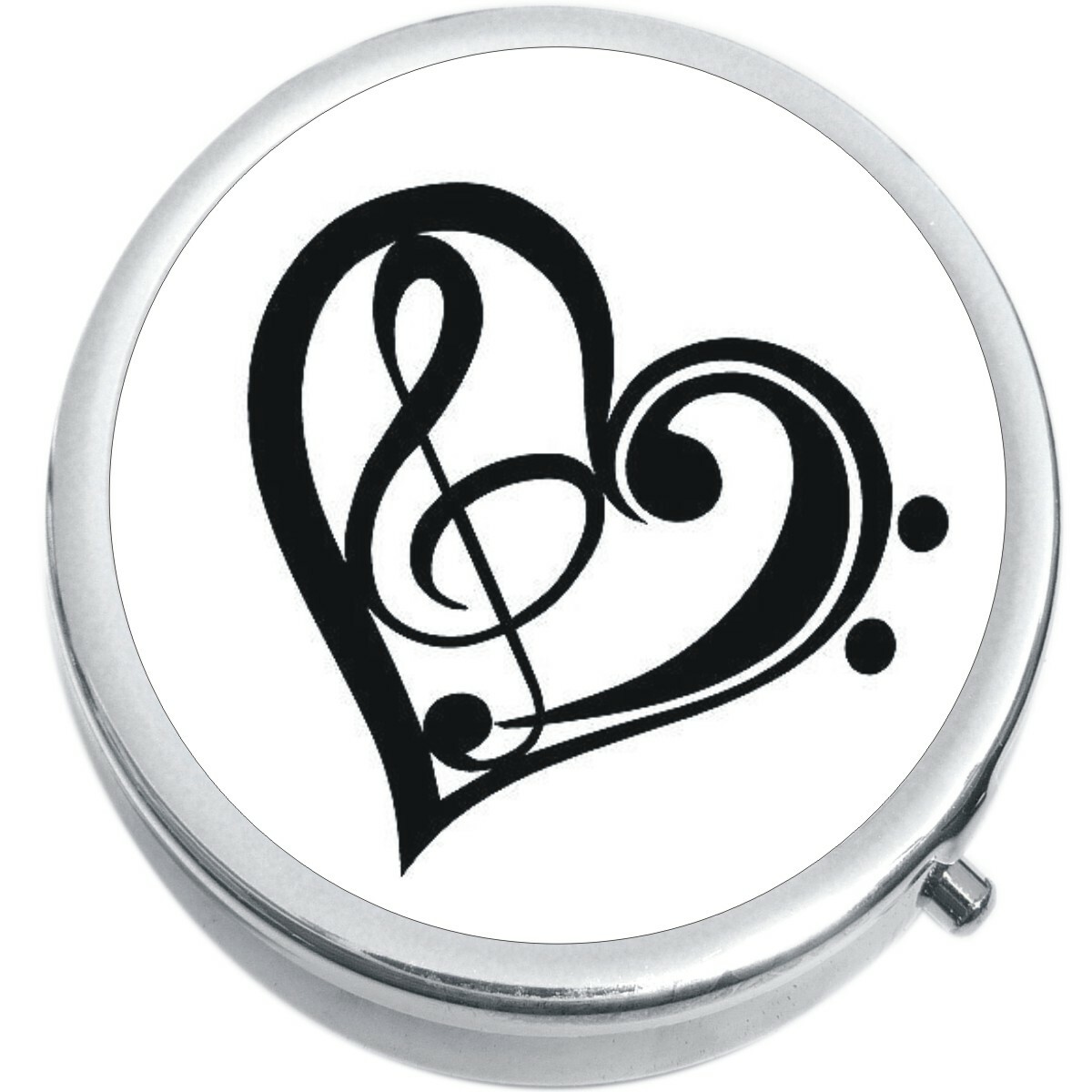 Heart Music Clefs Medicine Vitamin Pill Box