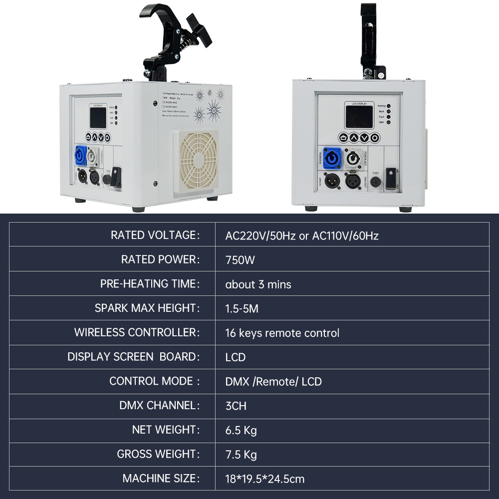 2PCS 800W Cold Spark Machine Waterfall Effect Stage Wedding Events with RoadCase