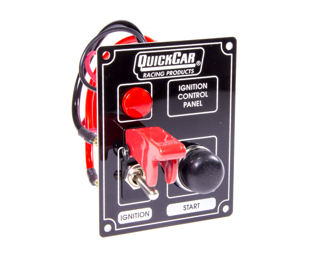 QUICKCAR RACING PRODUCTS #50-853 Ignition Panel Black w/ Flip Switch & Lights