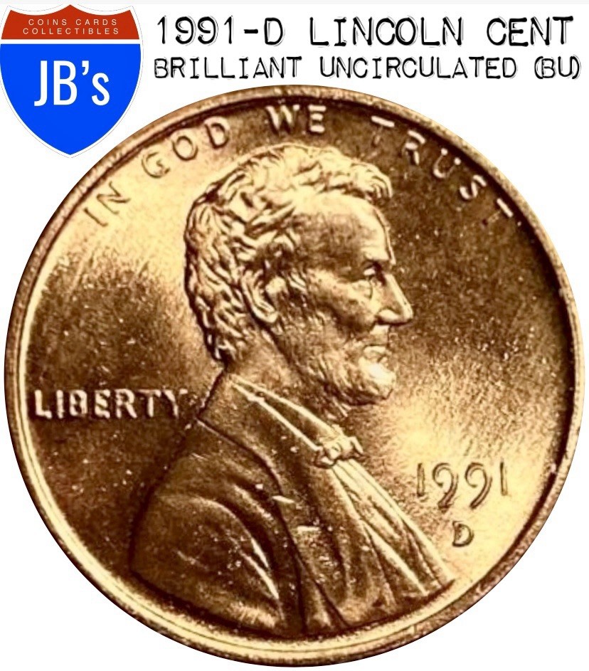 1991-D Lincoln Memorial Cent Penny 1c - BRILLIANT UNCIRCULATED (BU)