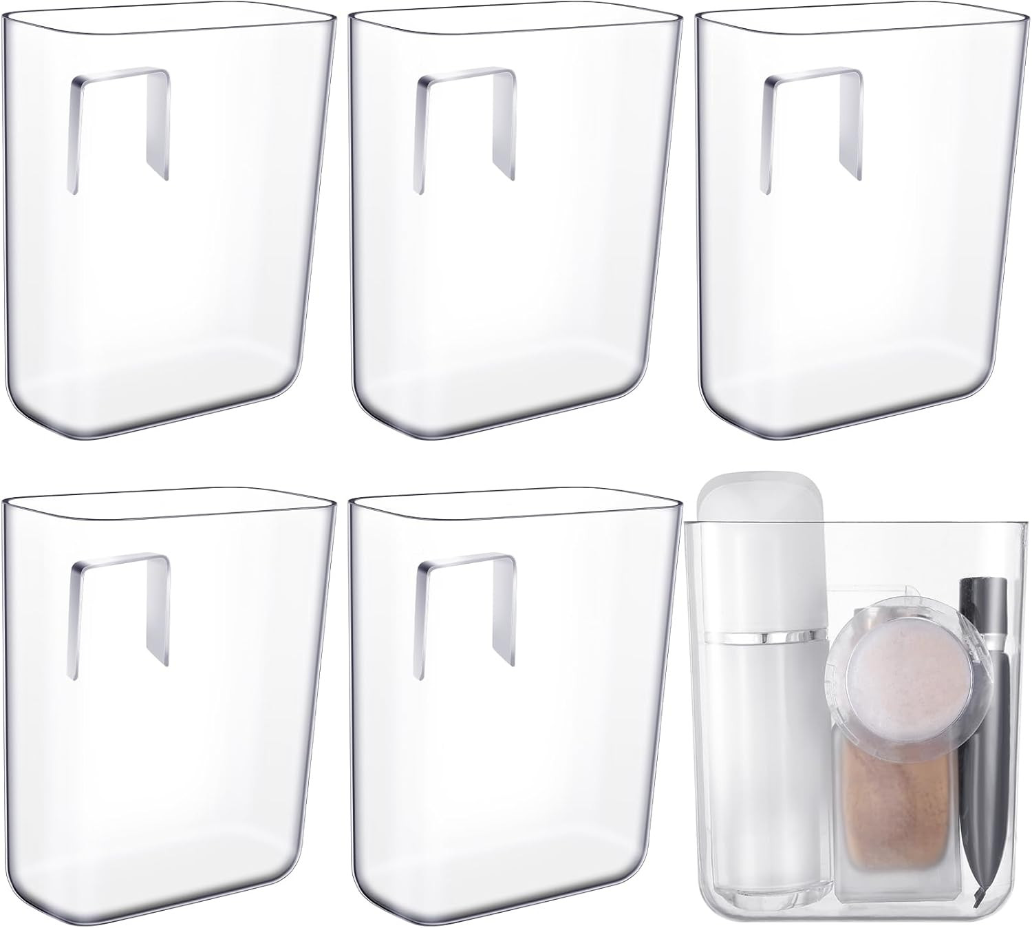 6 Pack Wall Mount Organizer Acrylic File Holder Adhesive Cabinet Door Organizer