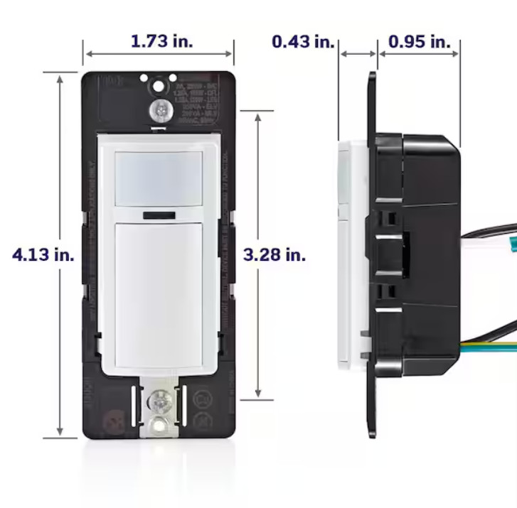 Leviton DOS02-1LW Decora Motion Sensor Light Switch Auto-On Single Pole White
