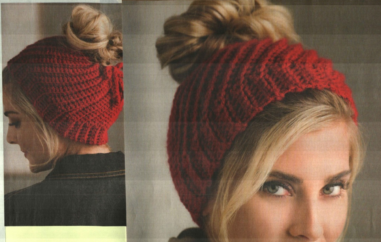 SPIRAL BUN HAT WOMEN'S CROCHET PATTERN INSTRUCTIONS