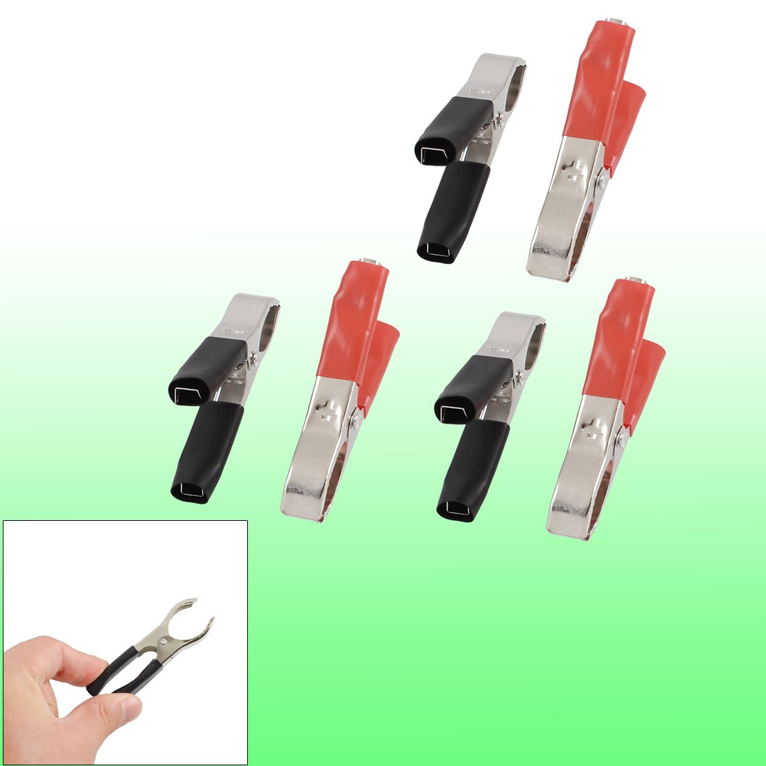 30A 70mm Battery Test Clips Alligator Clamps Red Black 6Pcs Steel