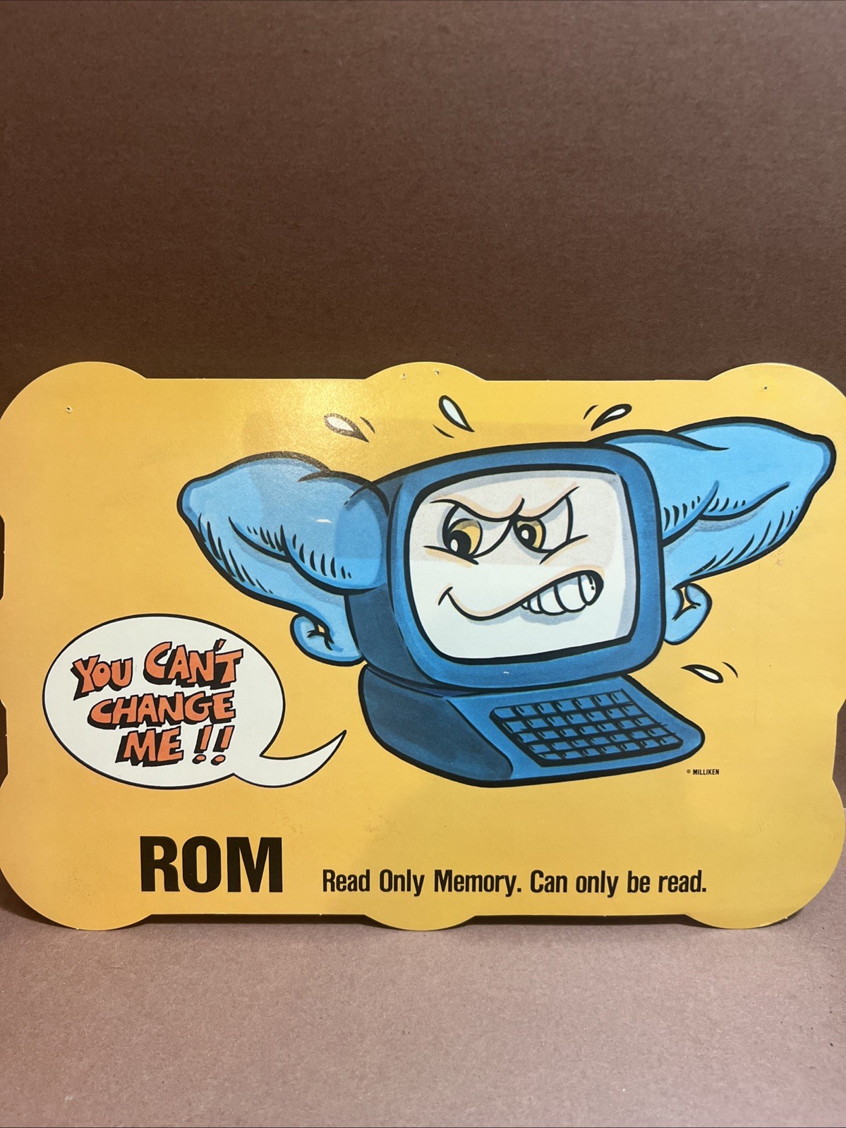 Vintage Computer Classroom Sign Milliken Programming Terms ROM Read Only 90s